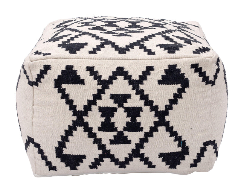 Lizardo Ottoman Beige & Black Ottomans TriadCommerceInc   