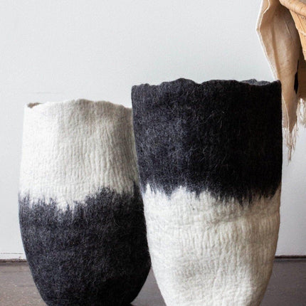 Eclipse Black & White Wool Floor Vase All Products TriadCommerceInc Eclipse Pair