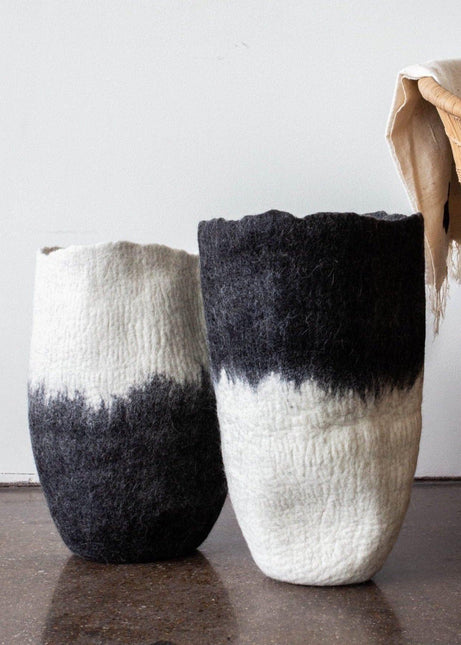 Eclipse Black & White Wool Floor Vase All Products TriadCommerceInc Eclipse Pair