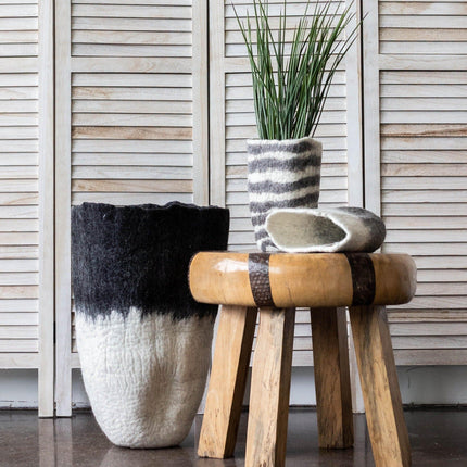 Eclipse Black & White Wool Floor Vase All Products TriadCommerceInc
