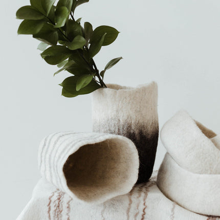 Hand-Felted Woven Wool Table Vase Gifts Under $100 TriadCommerceInc