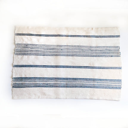 Aden Cotton Bath Mat Bath Mats & Rugs TriadCommerceInc Natural with Navy