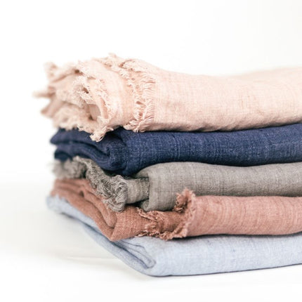 Stone Washed Linen Throw Blanket Blankets TriadCommerceInc   