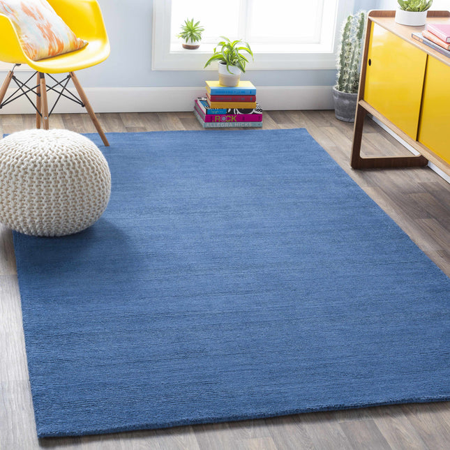 Brockton Solid Wool Blue Area Rug Rugs TriadCommerceInc