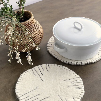 Fine Line Ivory Wool Trivet Décor TriadCommerceInc