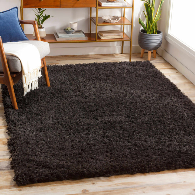 Siari Solid Black Shag Rug Rugs TriadCommerceInc