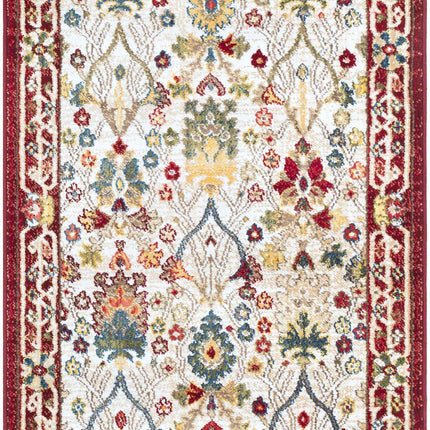 Neola White/Red Damask Area Rug Rugs TriadCommerceInc 2'6" x 7'10" Runner