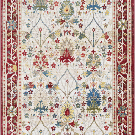 Neola White/Red Damask Area Rug Rugs TriadCommerceInc
