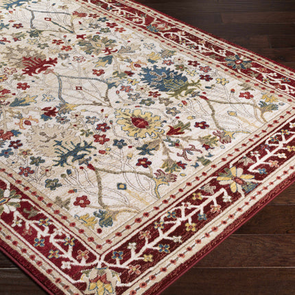 Neola White/Red Damask Area Rug Rugs TriadCommerceInc