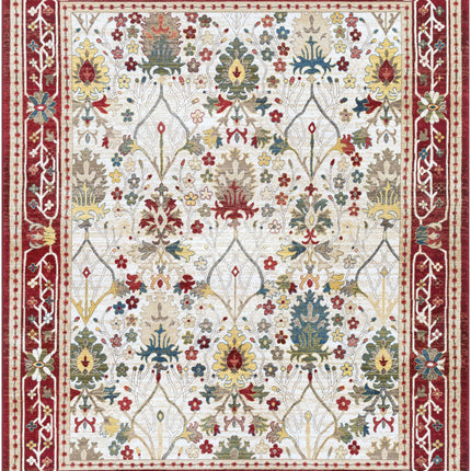 Neola White/Red Damask Area Rug Rugs TriadCommerceInc 2' x 2'11" Rectangle