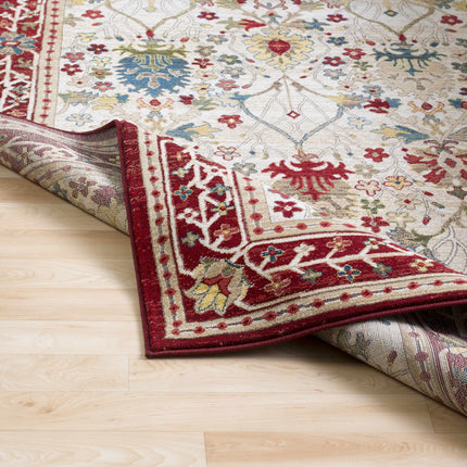 Neola White/Red Damask Area Rug Rugs TriadCommerceInc