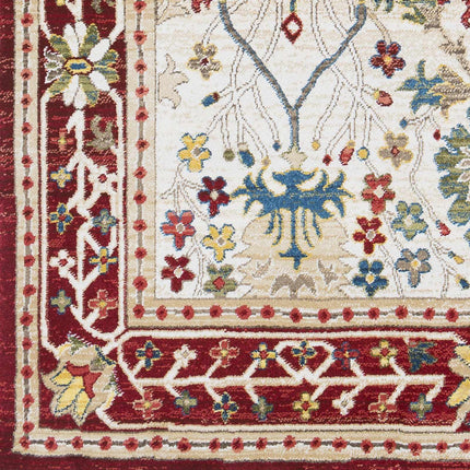 Neola White/Red Damask Area Rug Rugs TriadCommerceInc