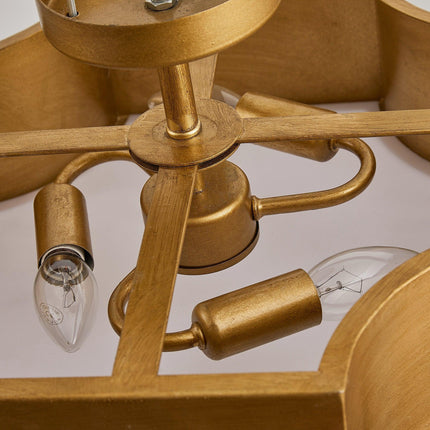 3-Light Vintage Golden LED Semi Flush Mount Ceiling Light Home Decor > Lighting > Ceiling Lights TriadCommerceInc