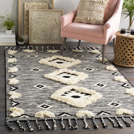 Gardner Cream on Gray Wool Tassel Rug - Clearance Rugs TriadCommerceInc