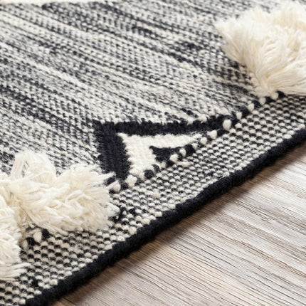 Gardner Cream on Gray Wool Tassel Rug - Clearance Rugs TriadCommerceInc
