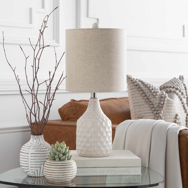 Gulmarrad Textured Ivory Ceramic Table Lamp Table Lamps TriadCommerceInc