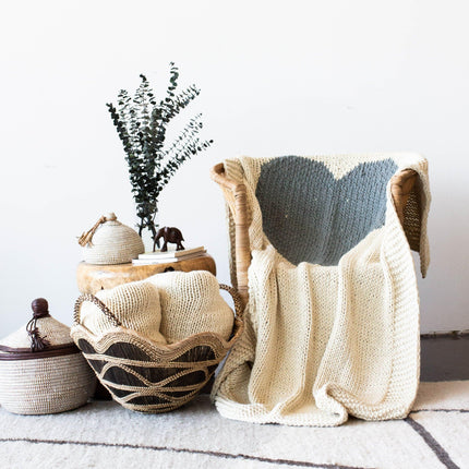 Hand-Knitted Merino Wool Heart Throw Blanket Throw Pillows & Blankets TriadCommerceInc