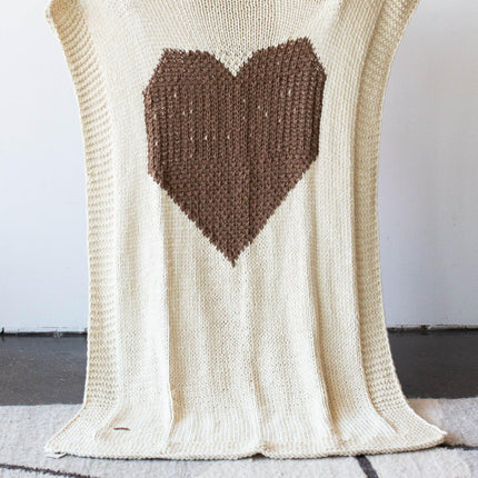 Hand-Knitted Merino Wool Heart Throw Blanket Throw Pillows & Blankets TriadCommerceInc Brown