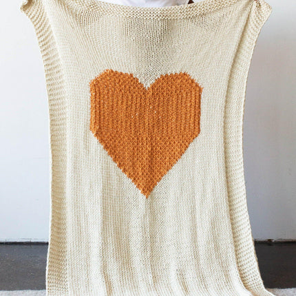 Hand-Knitted Merino Wool Heart Throw Blanket Throw Pillows & Blankets TriadCommerceInc Orange