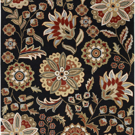 Heaters Black Floral Wool Carpet Rugs TriadCommerceInc 5' x 8' Rectangle