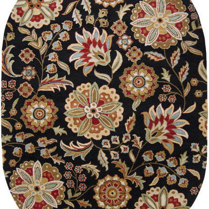 Heaters Black Floral Wool Carpet Rugs TriadCommerceInc 6' x 9' Oval