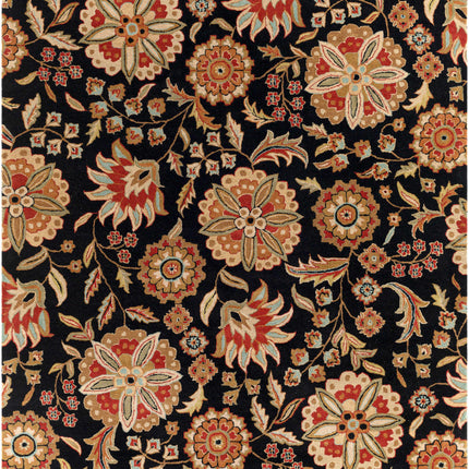 Heaters Black Floral Wool Carpet Rugs TriadCommerceInc 7'6" x 9'6" Rectangle