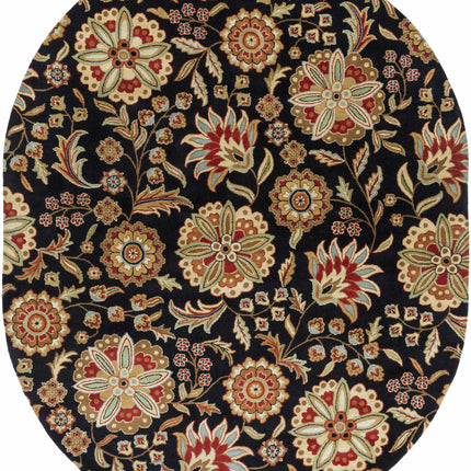 Heaters Black Floral Wool Carpet Rugs TriadCommerceInc 8' x 10' Oval
