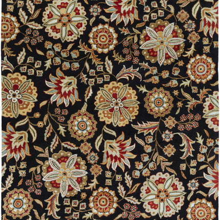 Heaters Black Floral Wool Carpet Rugs TriadCommerceInc 8' x 11' Rectangle