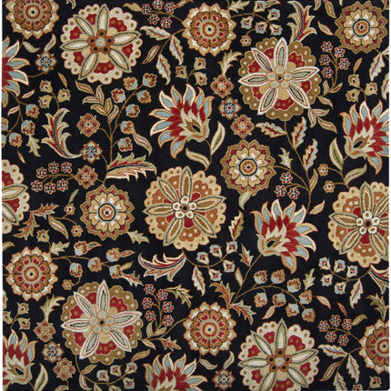 Heaters Black Floral Wool Carpet Rugs TriadCommerceInc 8' Square