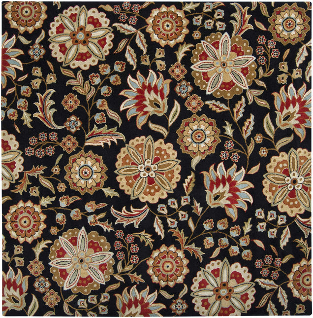 Heaters Black Floral Wool Carpet Rugs TriadCommerceInc 8' Square