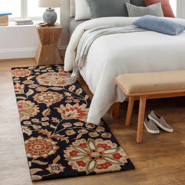 Heaters Black Floral Wool Carpet Rugs TriadCommerceInc