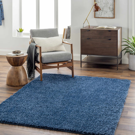 Faina Solid Dark Blue Shag Rug Washable Rugs TriadCommerceInc