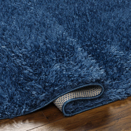 Faina Solid Dark Blue Shag Rug Washable Rugs TriadCommerceInc