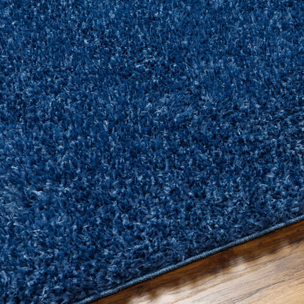 Faina Solid Dark Blue Shag Rug Washable Rugs TriadCommerceInc