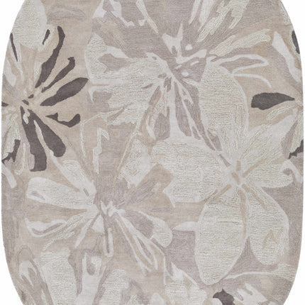 Ilfeld Athena Gray Floral Wool Rug Rugs TriadCommerceInc 6' x 9' Oval