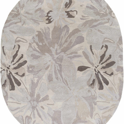 Ilfeld Athena Gray Floral Wool Rug Rugs TriadCommerceInc 8' x 10' Oval