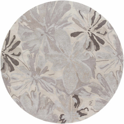 Ilfeld Athena Gray Floral Wool Rug Rugs TriadCommerceInc 8' Round
