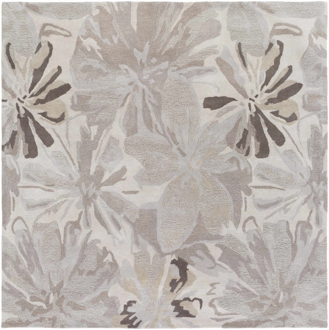Ilfeld Athena Gray Floral Wool Rug Rugs TriadCommerceInc 8' Square