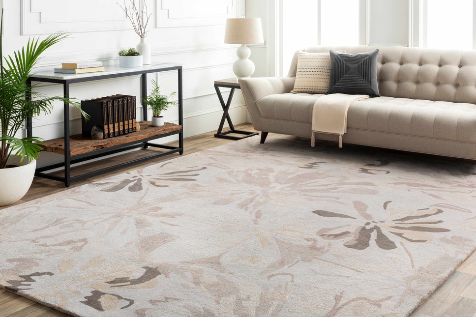 Ilfeld Athena Gray Floral Wool Rug Rugs TriadCommerceInc