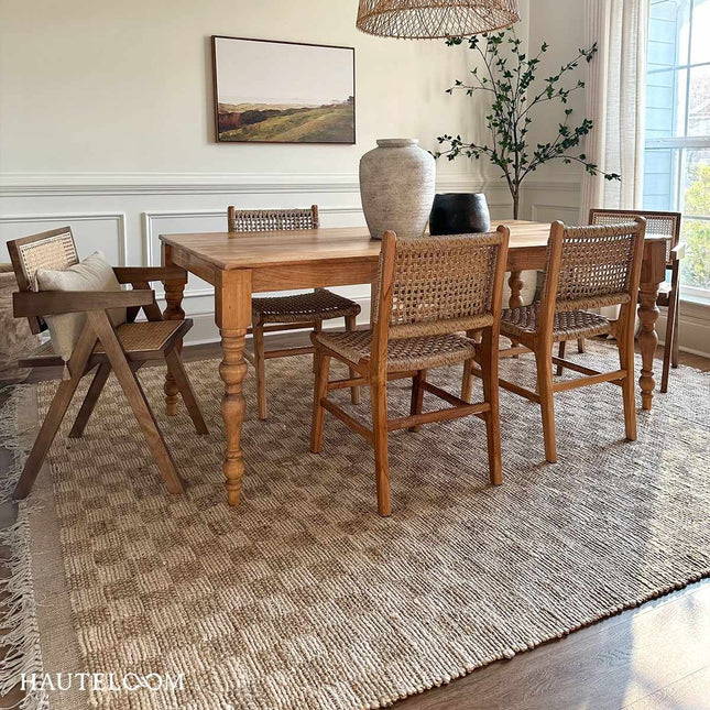 Ionut Checkered Jute Area Rug Rugs TriadCommerceInc