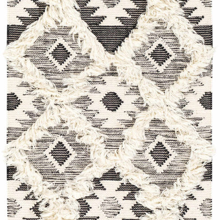 Jarales Cream/Black Tribal Tassel Wool Rug - Clearance Rugs TriadCommerceInc 2'6" x 8' Runner