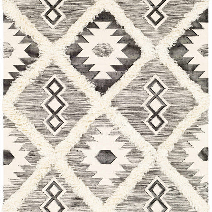 Jarales Cream/Black Tribal Tassel Wool Rug - Clearance Rugs TriadCommerceInc * 5' x 7'6" Rectangle