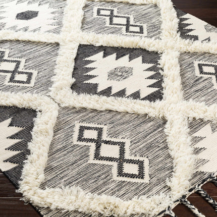 Jarales Cream/Black Tribal Tassel Wool Rug - Clearance Rugs TriadCommerceInc