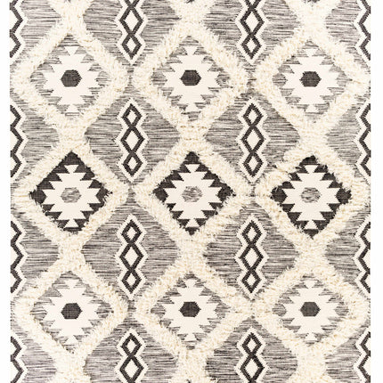 Jarales Cream/Black Tribal Tassel Wool Rug - Clearance Rugs TriadCommerceInc 8' x 10' Rectangle