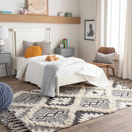 Jarales Cream/Black Tribal Tassel Wool Rug - Clearance Rugs TriadCommerceInc 2' x 3' Rectangle