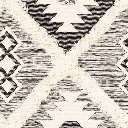 Jarales Cream/Black Tribal Tassel Wool Rug - Clearance Rugs TriadCommerceInc