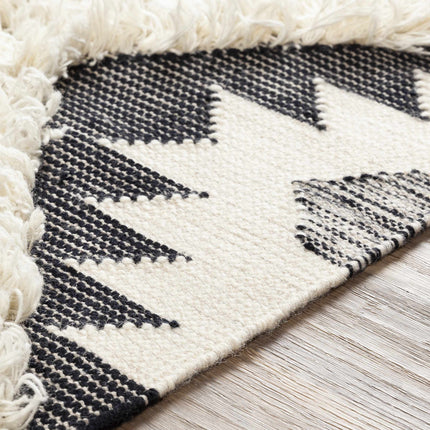 Jarales Cream/Black Tribal Tassel Wool Rug - Clearance Rugs TriadCommerceInc