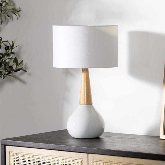 Baugo White Ceramic Table Lamp Table Lamps TriadCommerceInc