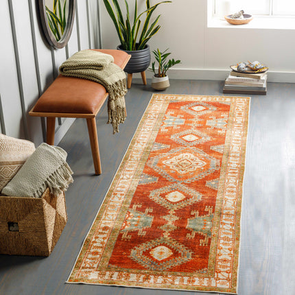 Kullar Orange Washable Area Rug Rugs TriadCommerceInc