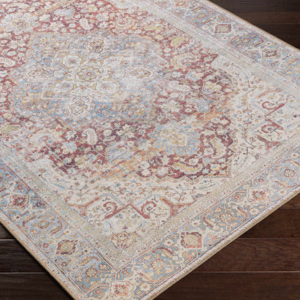 Cream Rust Leeston Vintage Washable Area Rug - Clearance Rugs TriadCommerceInc